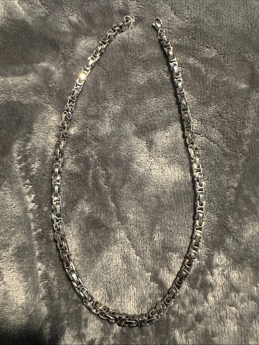 Mens Stainless Steel Byzantine link chain necklace